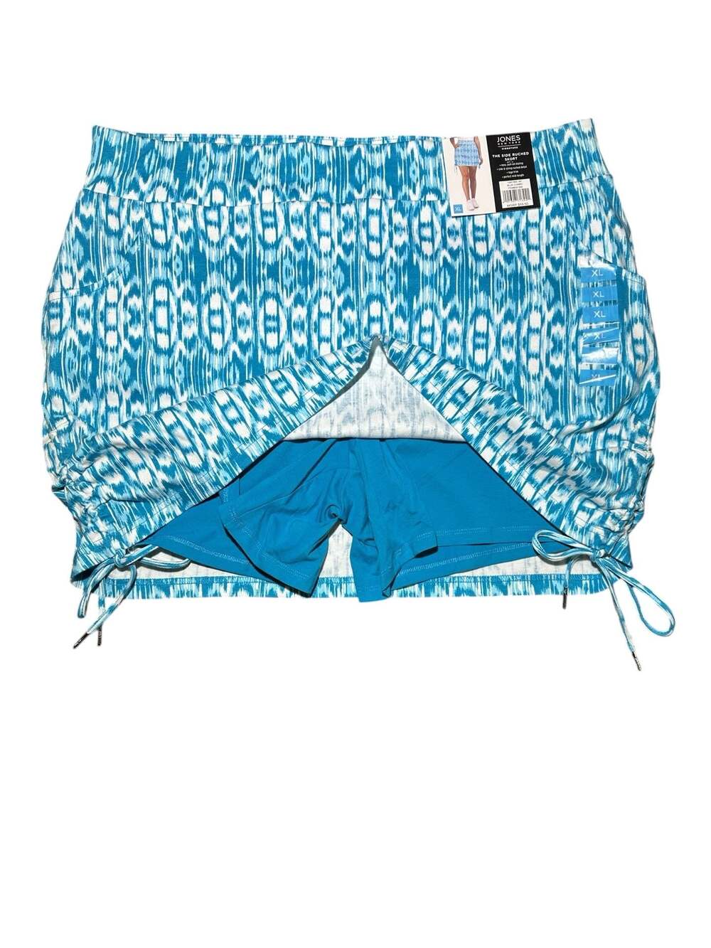 Jones New York Signature The Side Ruched Skort in Blue Combo Size XL
